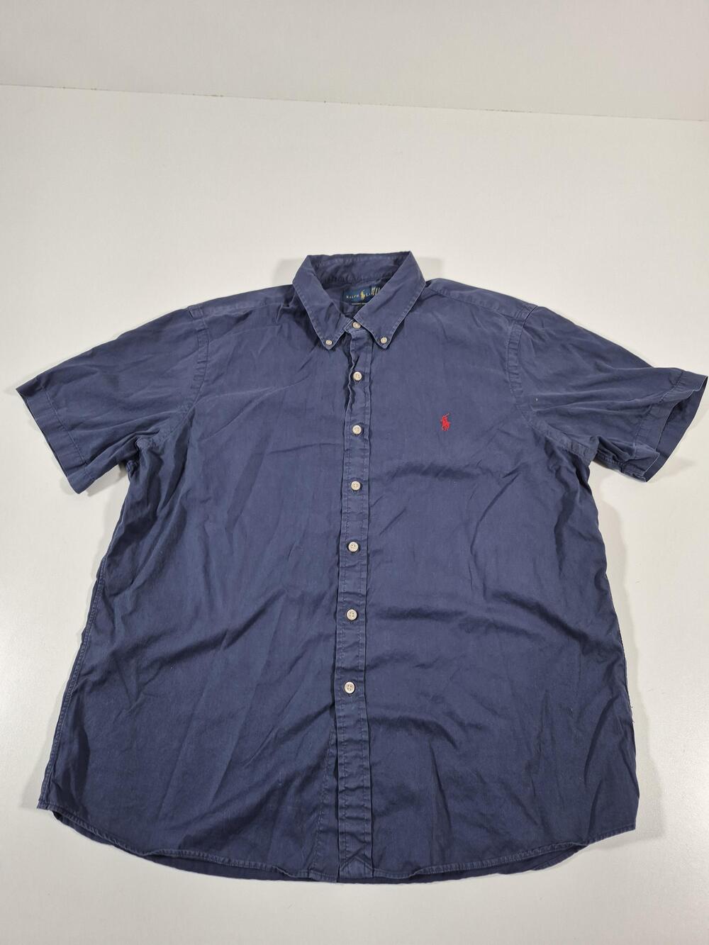 Ralph Lauren Shirt Mens L Blue Featherweight Twill Short Sleeve Button Down Pony